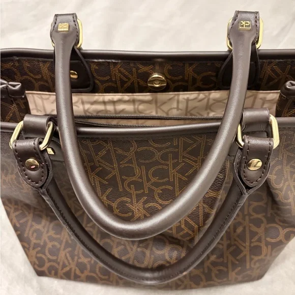 Calvin Klein Dark Brown Monogram Shoulder Bag - Picture 7 of 8